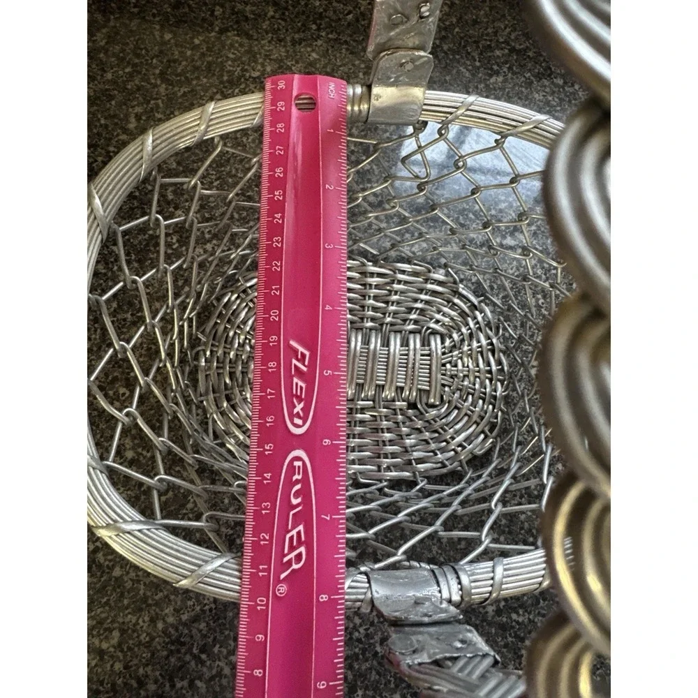 Vintage Aluminum Wire Basket with a Braided Handle‎